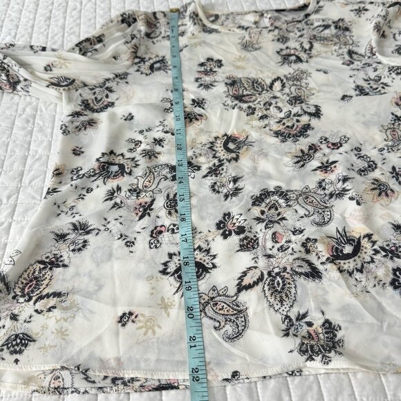 Express Floral Blouse White & Black Medium - Picture 10 of 12